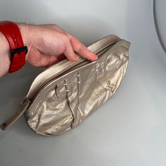 GAP - Vegan Leather Clutch Purse - Gold Color - Width 13" x Height 7.5"= - Picture 5 of 16